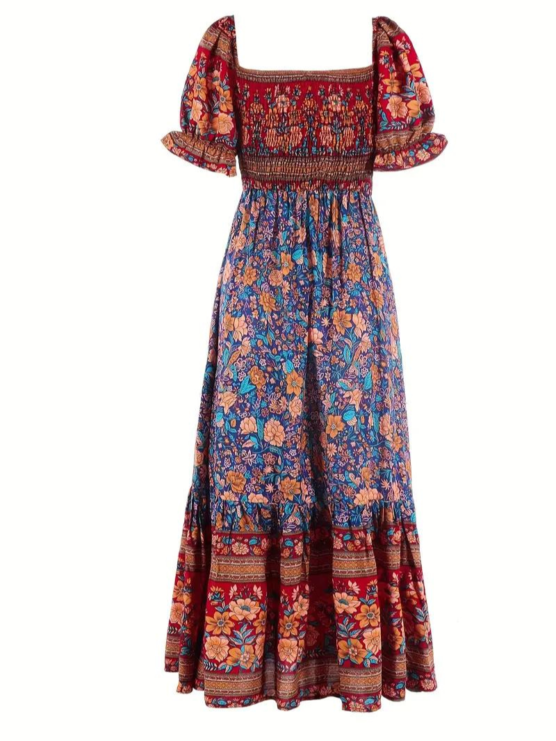 Maxiklänning - Blommig - Off Shoulder - Sommarklänning - Maxi Solklänning-Eva Jonsson