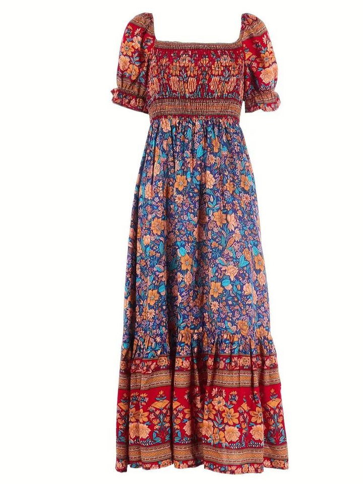 Maxiklänning - Blommig - Off Shoulder - Sommarklänning - Maxi Solklänning-Eva Jonsson