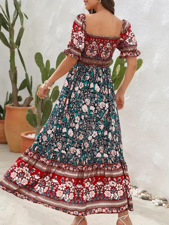 Maxiklänning - Blommig - Off Shoulder - Sommarklänning - Maxi Solklänning-Eva Jonsson
