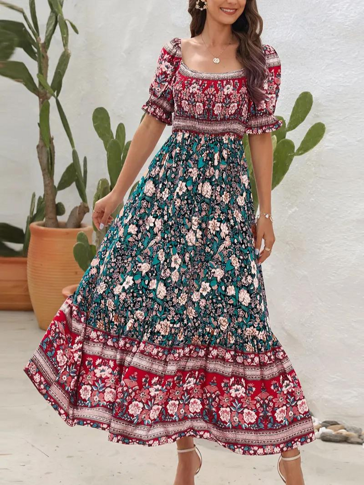 Maxiklänning - Blommig - Off Shoulder - Sommarklänning - Maxi Solklänning-Eva Jonsson