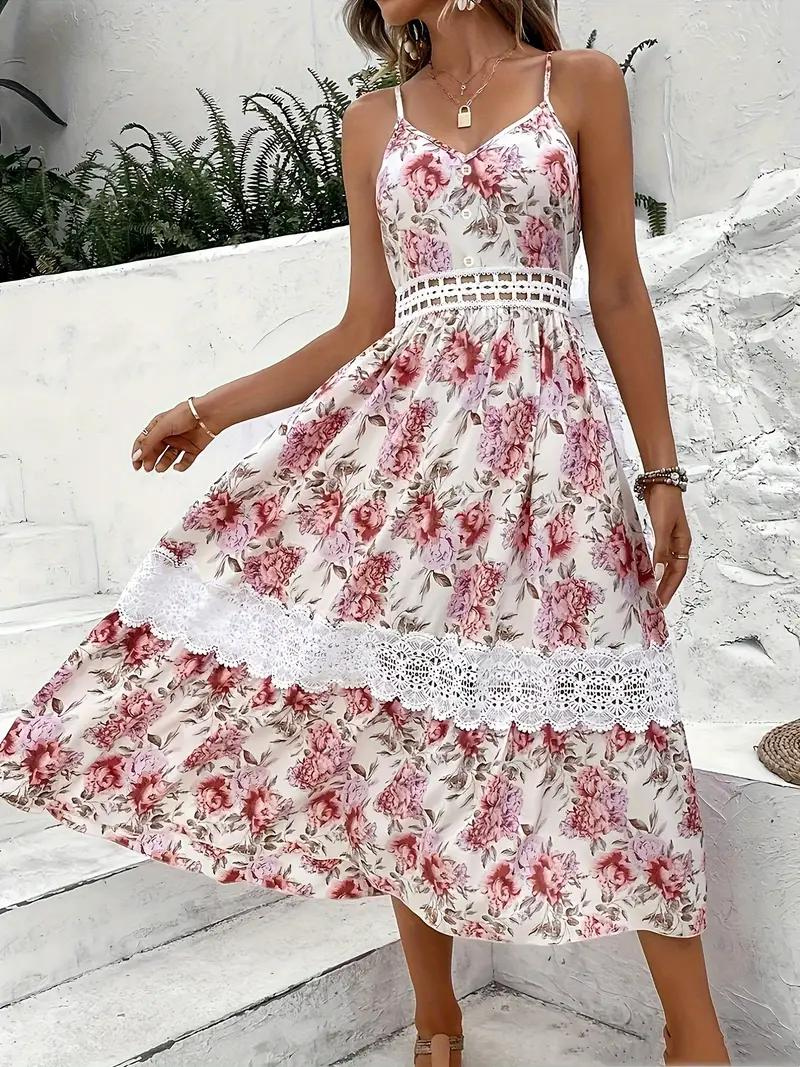Maxiklänning - Blommig - Spets - Sommarklänning - Maxi Sundress-Eva Jonsson