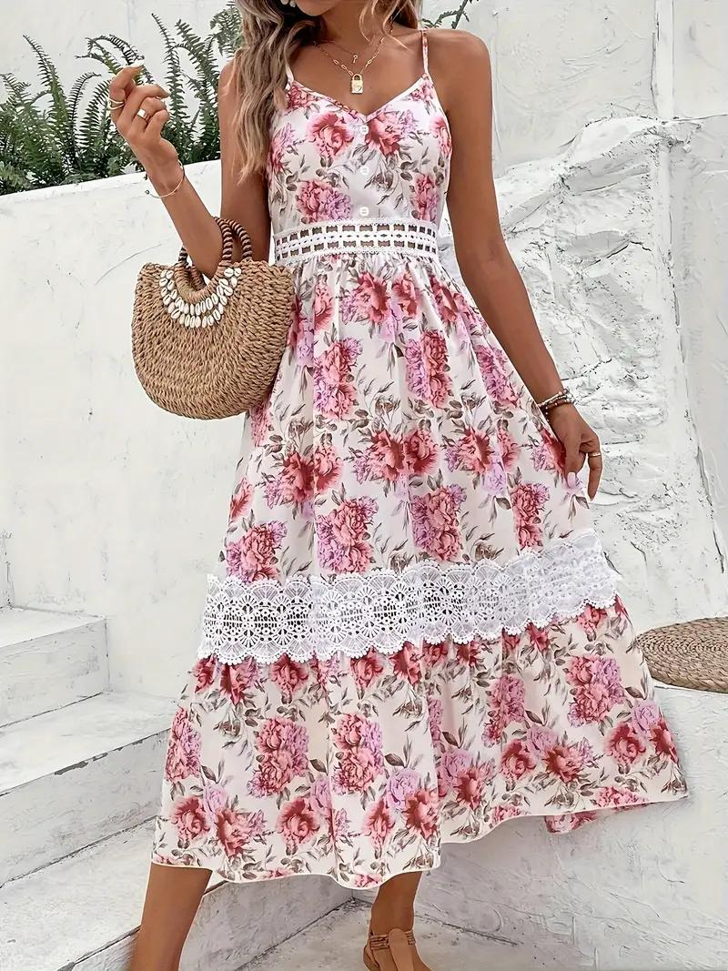 Maxiklänning - Blommig - Spets - Sommarklänning - Maxi Sundress-Eva Jonsson
