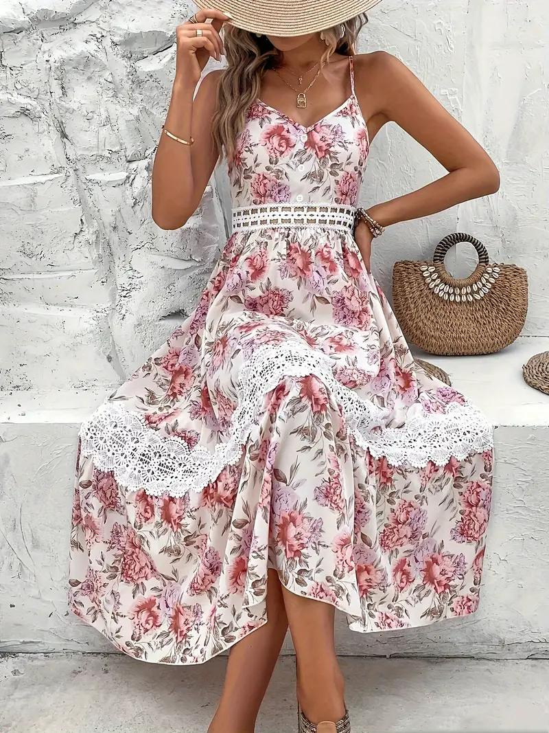 Maxiklänning - Blommig - Spets - Sommarklänning - Maxi Sundress-Eva Jonsson