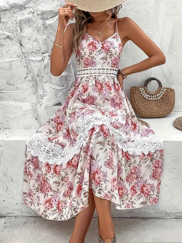 Maxiklänning - Blommig - Spets - Sommarklänning - Maxi Sundress-Eva Jonsson