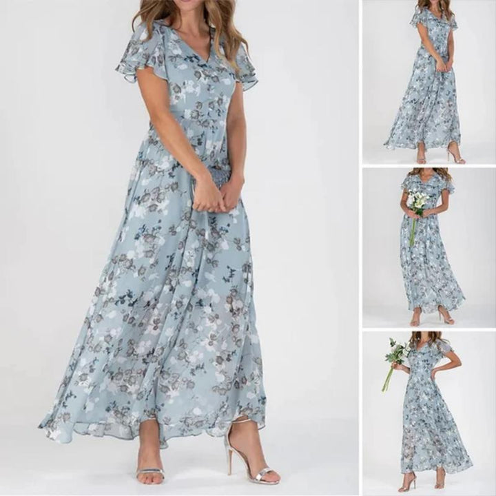 Maxiklänning | Flödande | Fjärrermär | Blommig klänning | Sommarklänning-Eva Jonsson