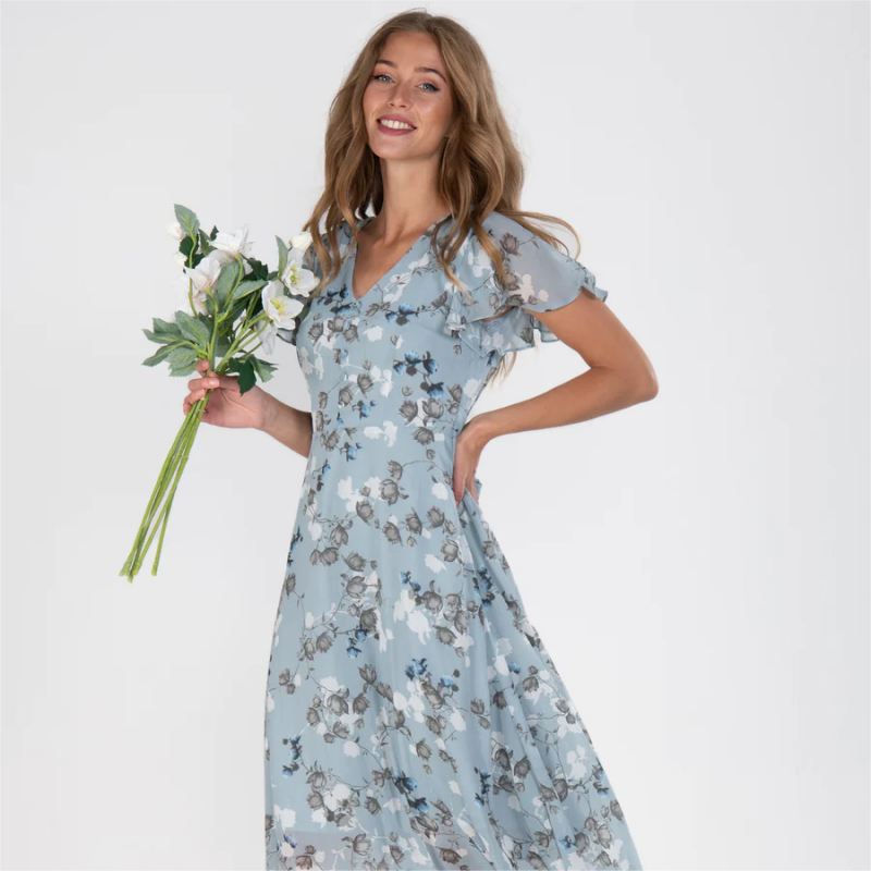 Maxiklänning | Flödande | Fjärrermär | Blommig klänning | Sommarklänning-Eva Jonsson