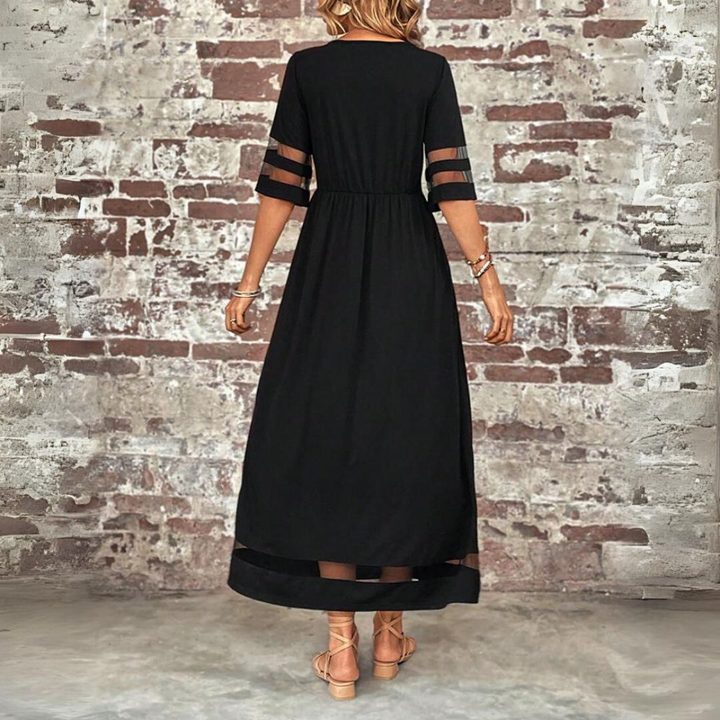 Maxiklänning | Magtäckande | Kortärmad | A-linjeformad klänning | Elegant klänning-Eva Jonsson