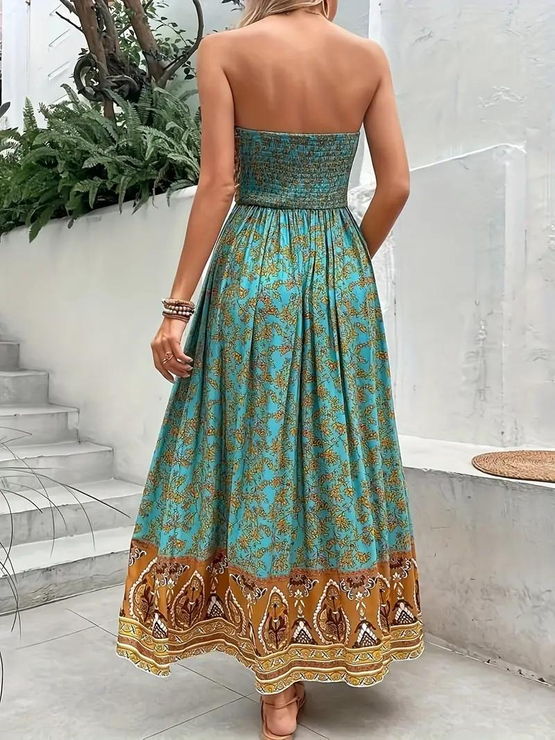 Maxiklänning, axelbandslös, Boho-stil, lång solklänning, tubklänning-Eva Jonsson