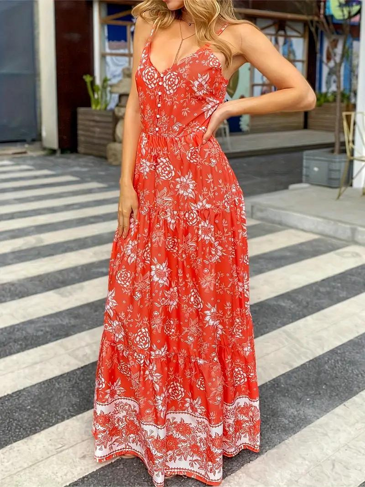 Maxiklänning, blommig, Boho Style, Sommarklänning, Maxi Sundress-Eva Jonsson