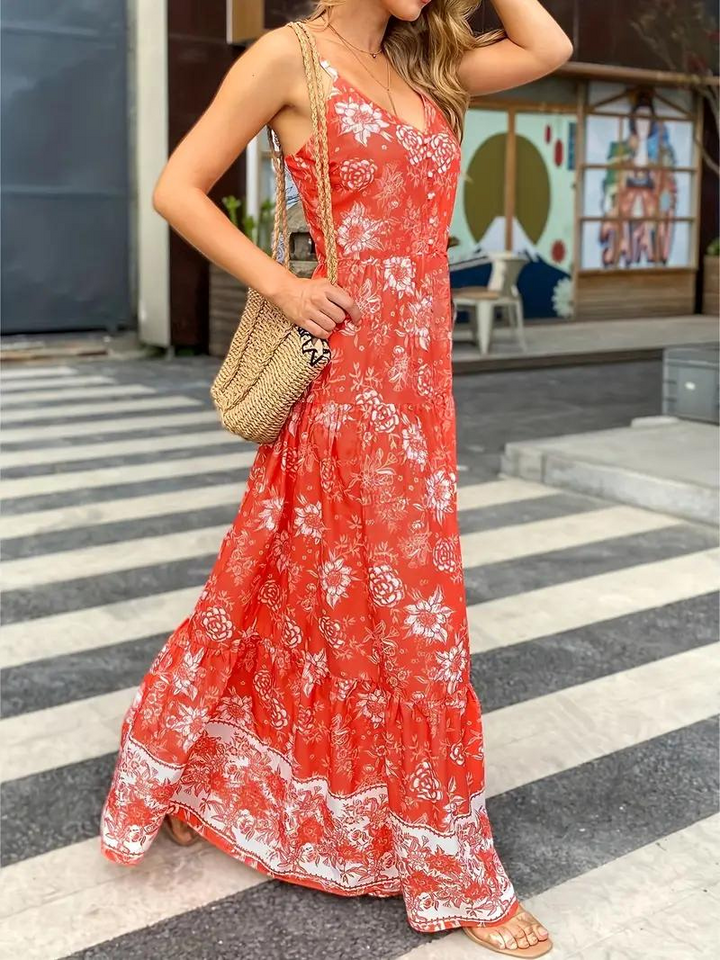 Maxiklänning, blommig, Boho Style, Sommarklänning, Maxi Sundress-Eva Jonsson
