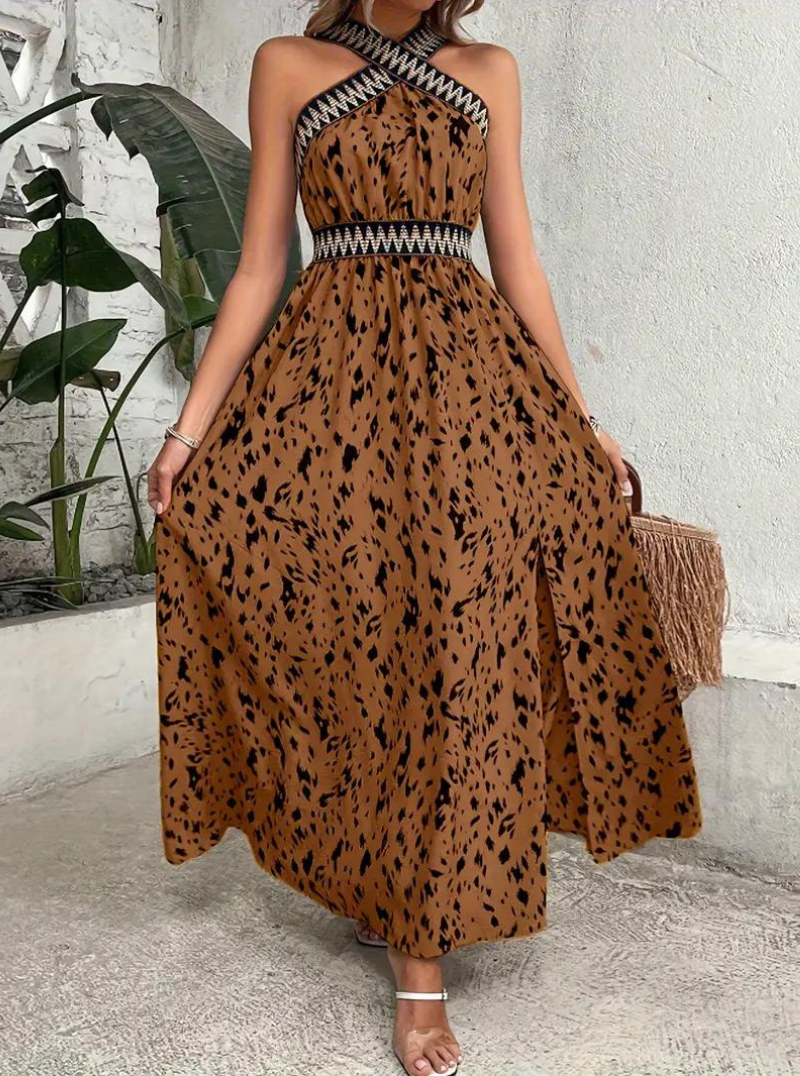 Maxiklänning, halterneck, Boho-stil, sommarklänning, långa klänningar-Eva Jonsson