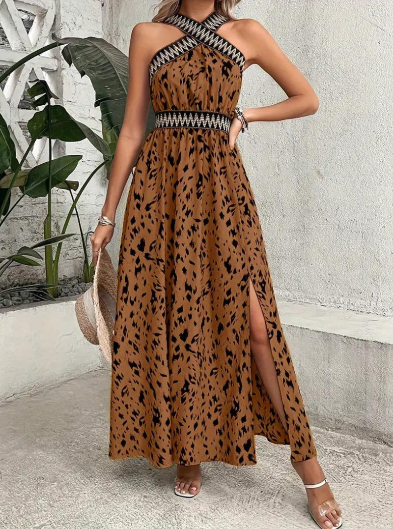 Maxiklänning, halterneck, Boho-stil, sommarklänning, långa klänningar-Eva Jonsson
