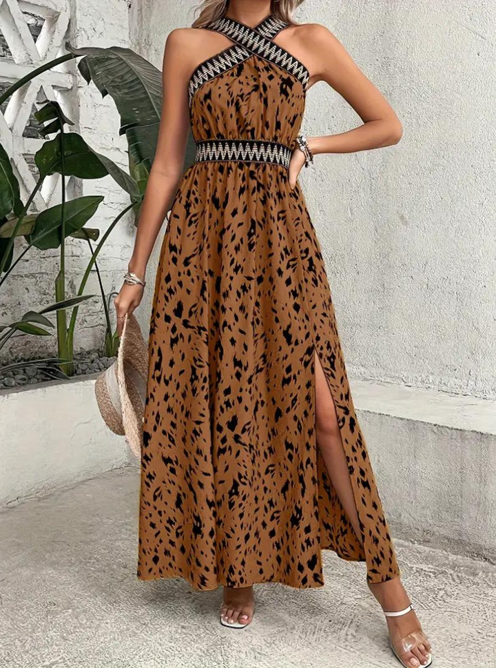Maxiklänning, halterneck, Boho-stil, sommarklänning, långa klänningar-Eva Jonsson