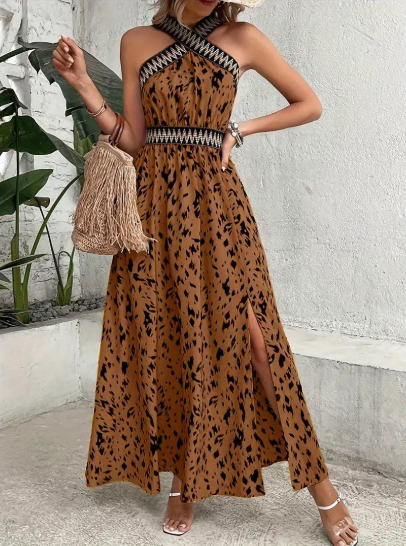 Maxiklänning, halterneck, Boho-stil, sommarklänning, långa klänningar-Eva Jonsson