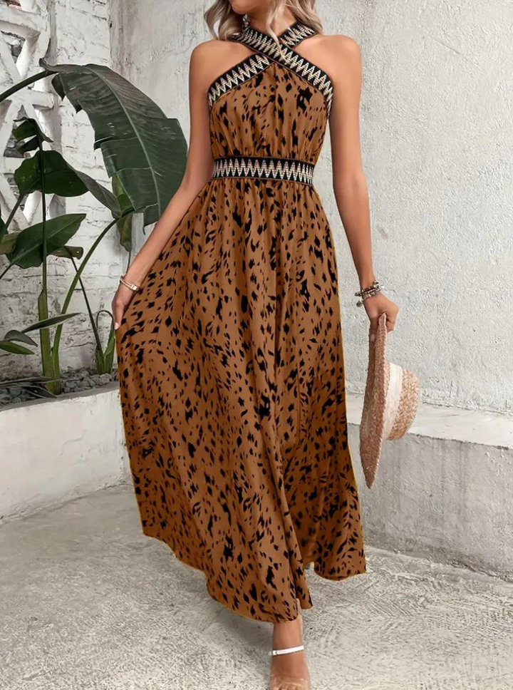 Maxiklänning, halterneck, Boho-stil, sommarklänning, långa klänningar-Eva Jonsson