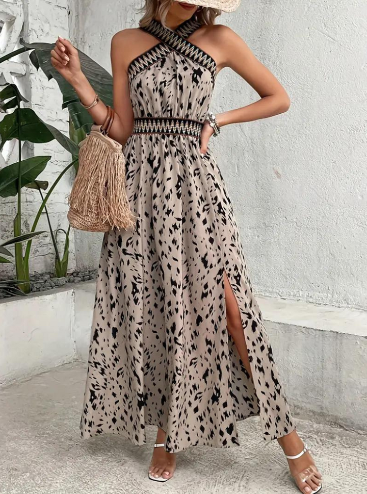 Maxiklänning, halterneck, Boho-stil, sommarklänning, långa klänningar-Eva Jonsson