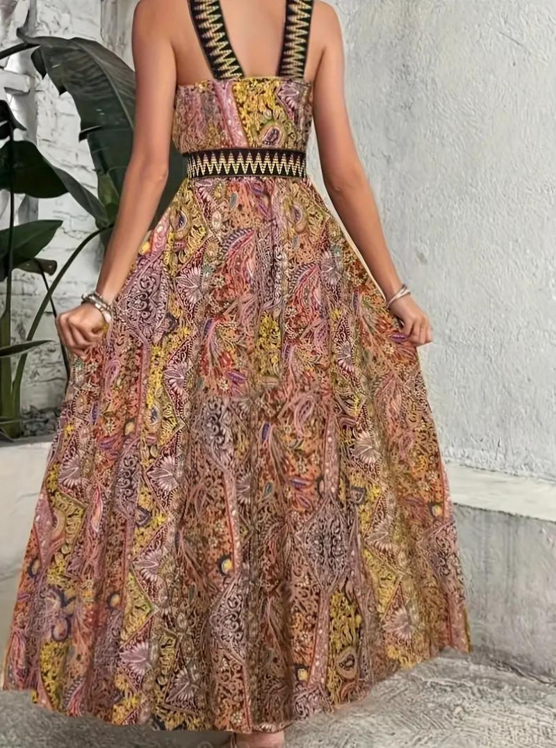Maxiklänning, halterneck, Boho-stil, sommarklänning, långa klänningar-Eva Jonsson