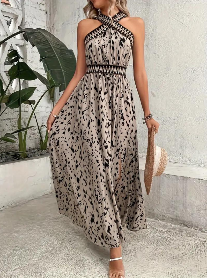 Maxiklänning, halterneck, Boho-stil, sommarklänning, långa klänningar-Eva Jonsson