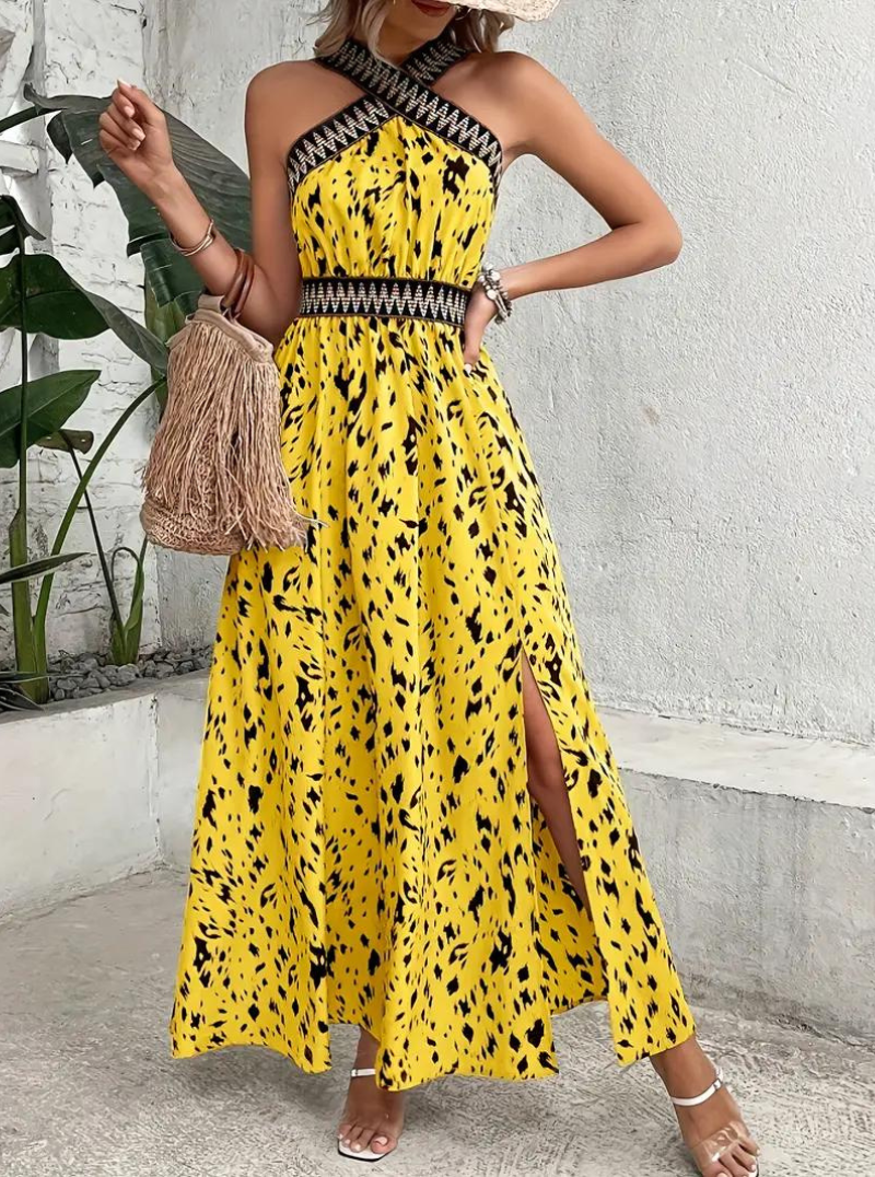 Maxiklänning, halterneck, Boho-stil, sommarklänning, långa klänningar-Eva Jonsson
