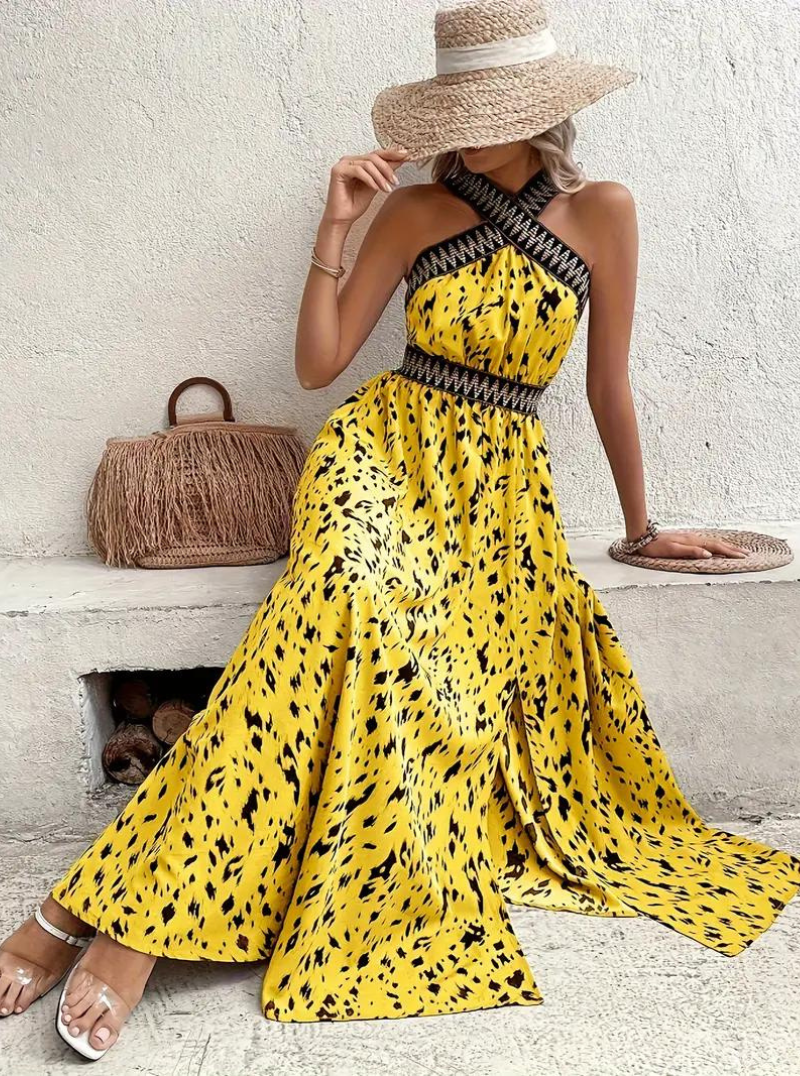 Maxiklänning, halterneck, Boho-stil, sommarklänning, långa klänningar-Eva Jonsson
