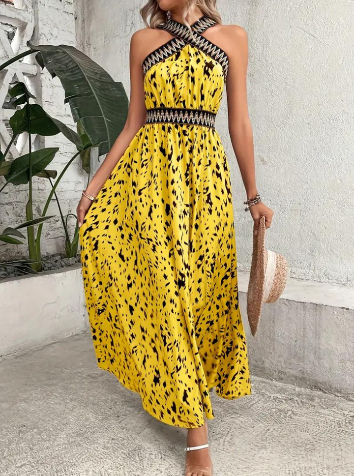 Maxiklänning, halterneck, Boho-stil, sommarklänning, långa klänningar-Eva Jonsson
