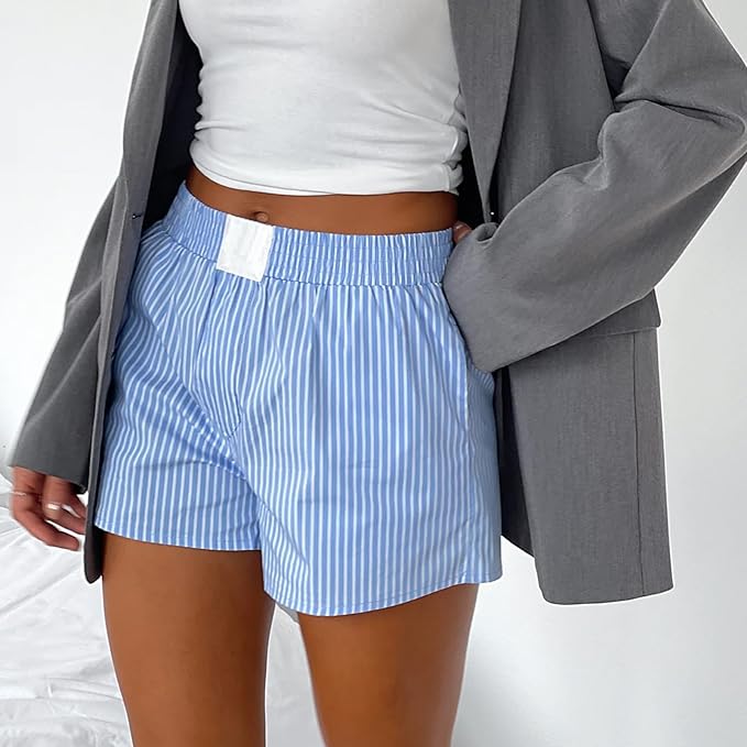 Minishorts – Randiga – Elastisk midja – Sommarshorts – Damshorts-Eva Jonsson