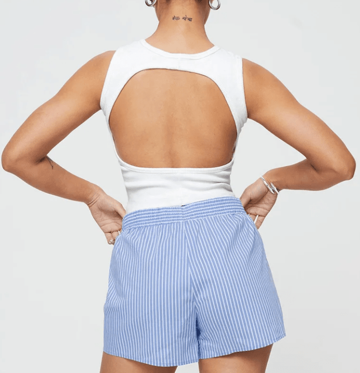 Minishorts – Randiga – Elastisk midja – Sommarshorts – Damshorts-Eva Jonsson