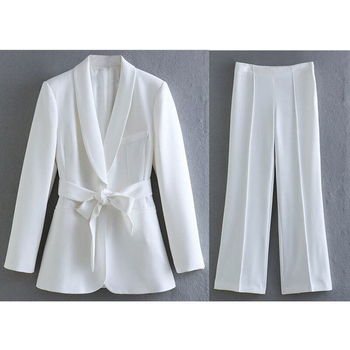 Mirla | 2-delad damdräkt Elegant blazer med bälte och matchande byxa-Eva Jonsson