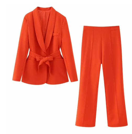 Mirla | 2-delad damdräkt Elegant blazer med bälte och matchande byxa-Eva Jonsson