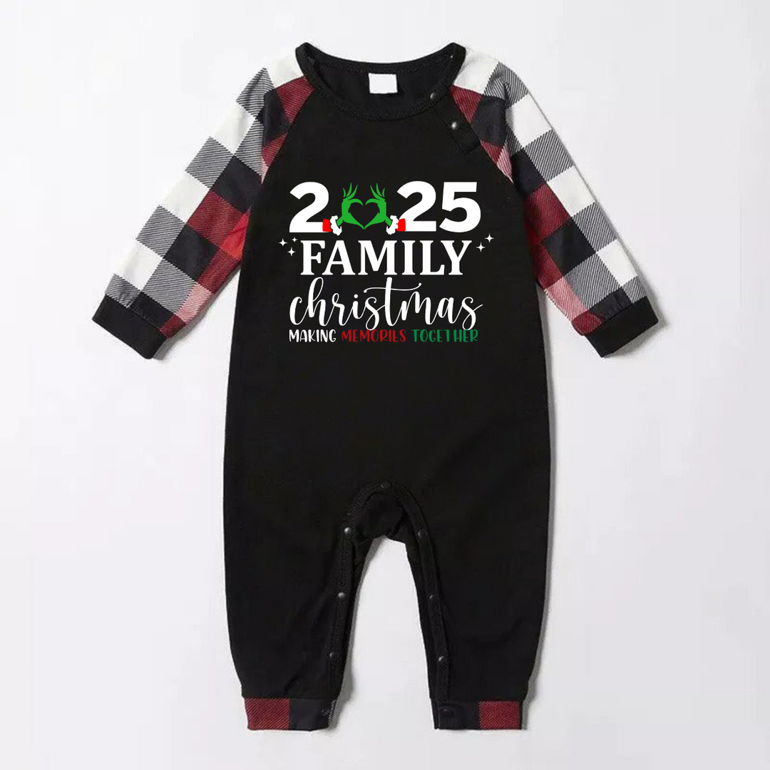 Mirla | 2025 Familj Jul Egenartad Hjärta Bokstäver Tryck Röd & Svart & Grå & Vit Rutiga Familje Matchande Pyjamas-Eva Jonsson