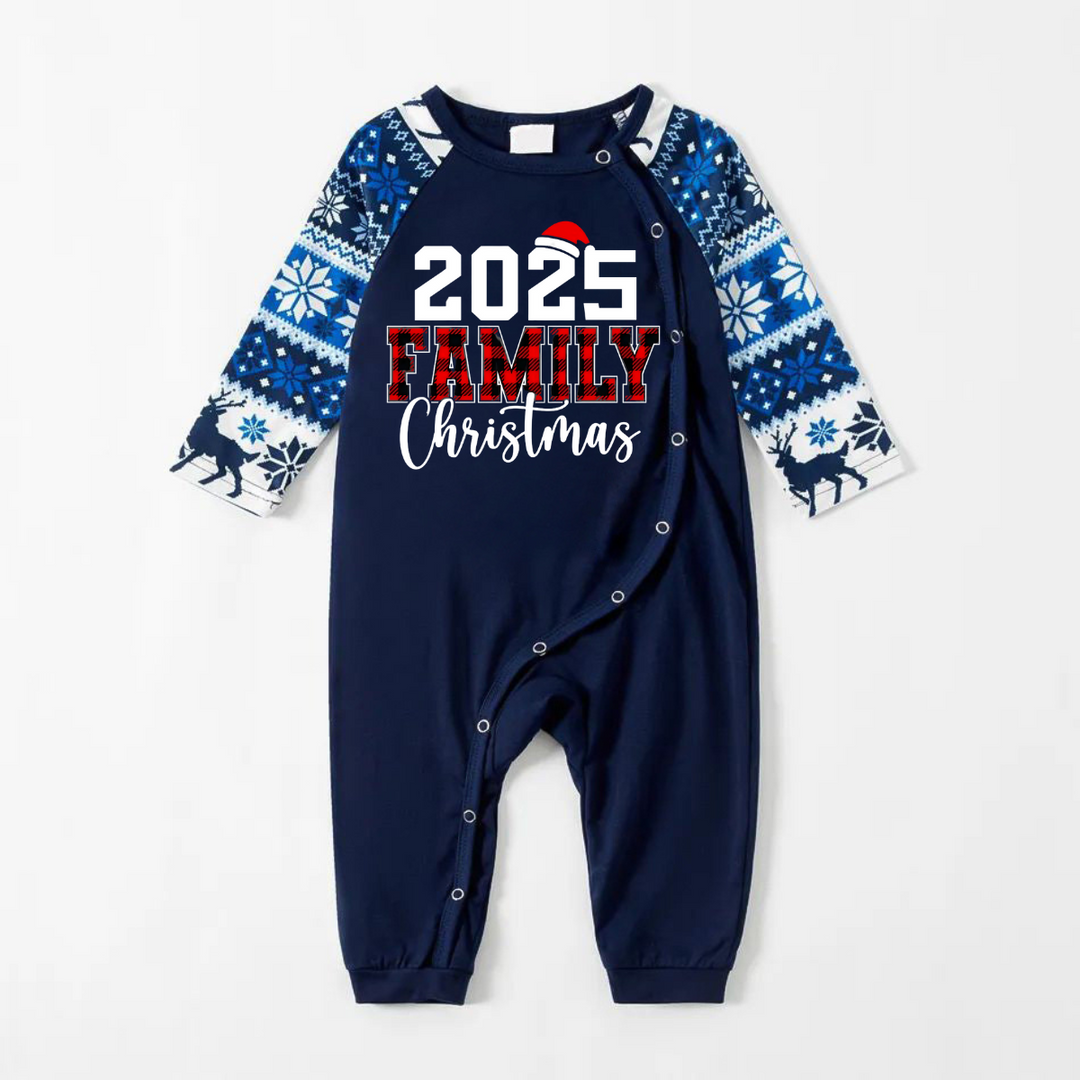 Mirla | 2025 Familj Jul Texttryck Blå Familj Jul Matchande Pyjamas-Eva Jonsson