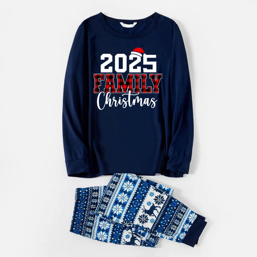 Mirla | 2025 Familj Jul Texttryck Blå Familj Jul Matchande Pyjamas-Eva Jonsson