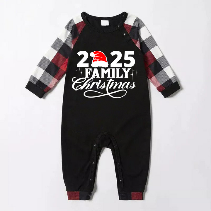 Mirla | 2025 Familj Jul Texttryck Röd & Svart & Grå & Vit Rutiga Familj Matchande Pyjamas-Eva Jonsson