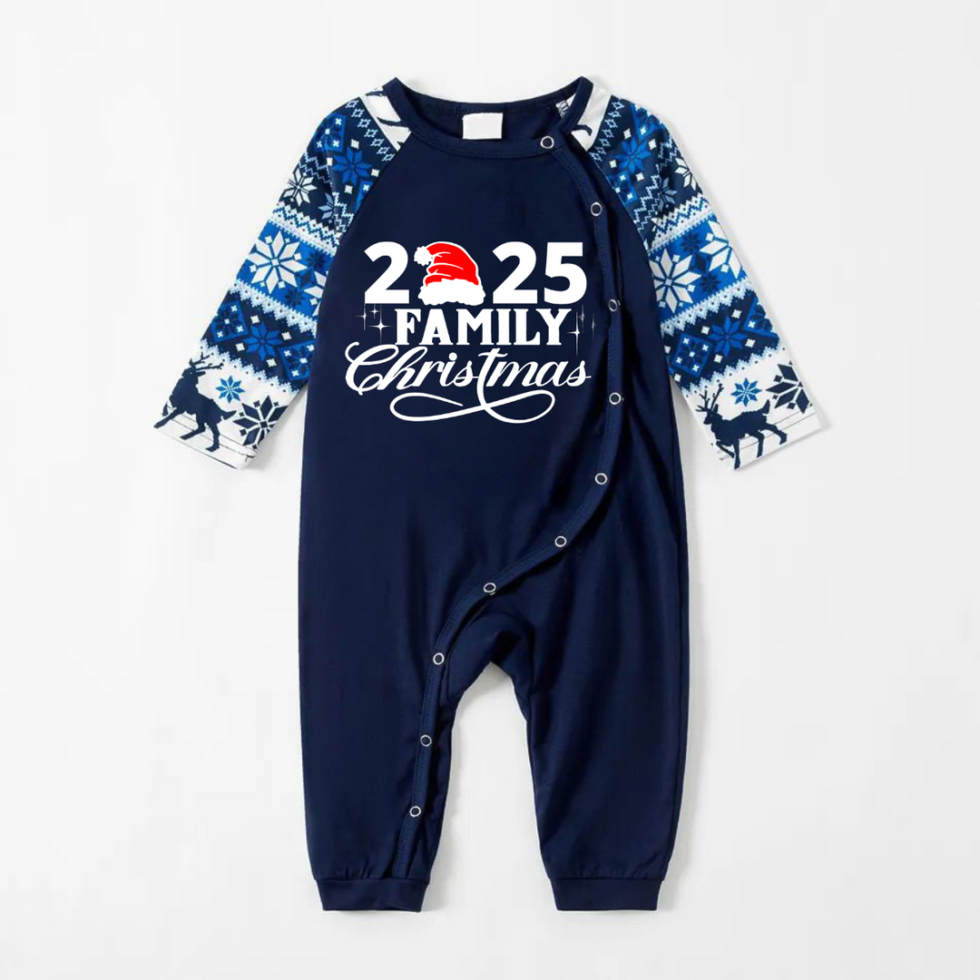 Mirla | 2025 Familjedag Jul Buchstäver Tryck Blå Familj Matchande Pyjamas Set-Eva Jonsson