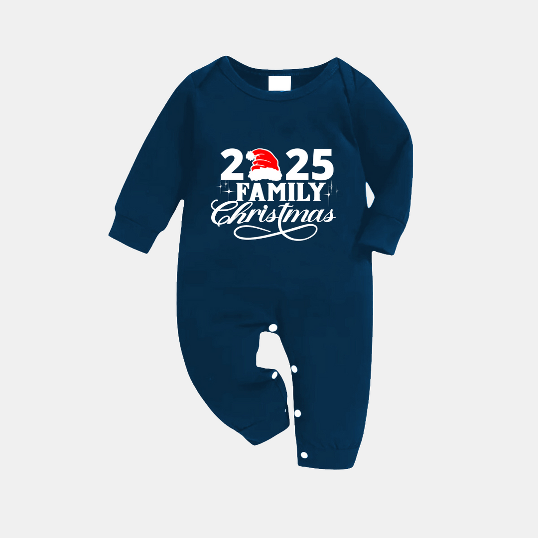 Mirla | 2025 Familjejul Texttryck Blå Rutigt Julmatchande Pyjamas-Eva Jonsson