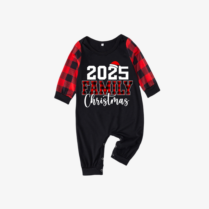 Mirla | 2025 Familjejul Texttryck Svart & Röd Rutig Jul-Pyjamas Matching-Eva Jonsson