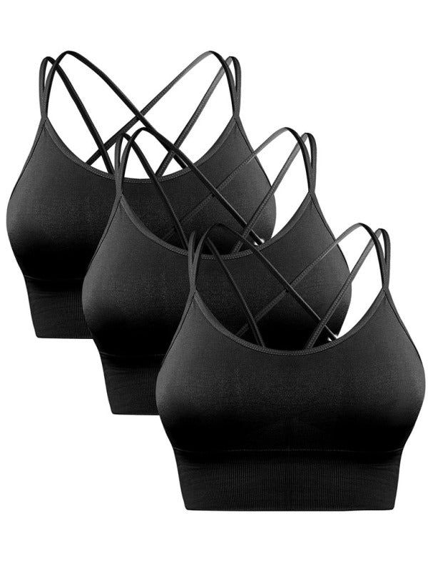 Mirla | 3-pack Dam Sport-BH Vadderad Crisscross Yoga BH Sömlös Medium Impact Fitness Activewear-Eva Jonsson