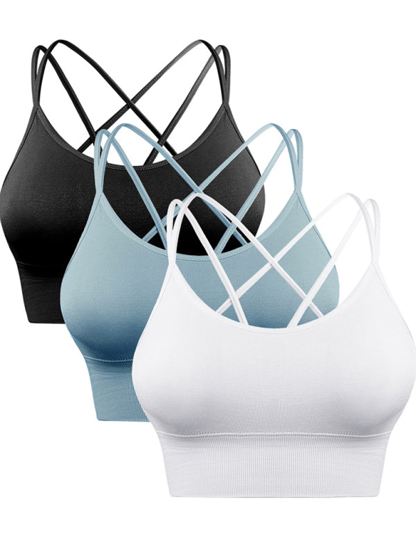 Mirla | 3-pack Dam Sport-BH Vadderad Crisscross Yoga BH Sömlös Medium Impact Fitness Activewear-Eva Jonsson
