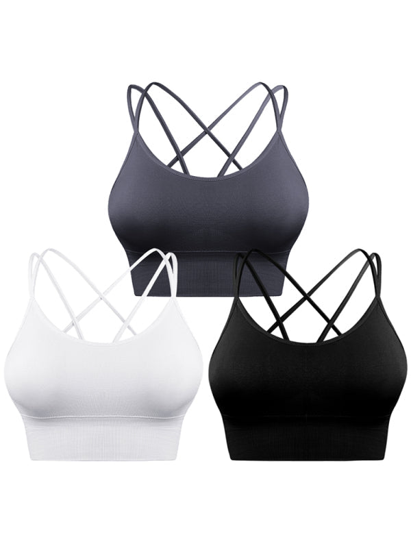 Mirla | 3-pack Dam Sport-BH Vadderad Crisscross Yoga BH Sömlös Medium Impact Fitness Activewear-Eva Jonsson