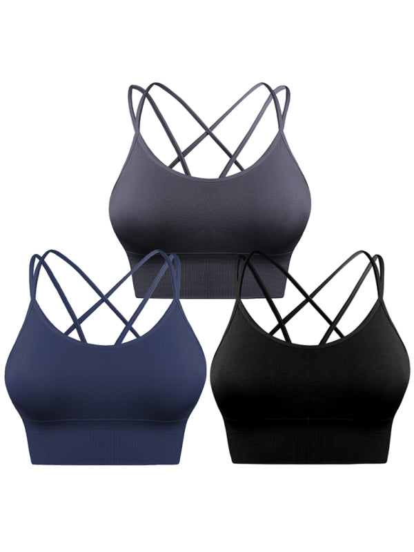 Mirla | 3-pack Dam Sport-BH Vadderad Crisscross Yoga BH Sömlös Medium Impact Fitness Activewear-Eva Jonsson