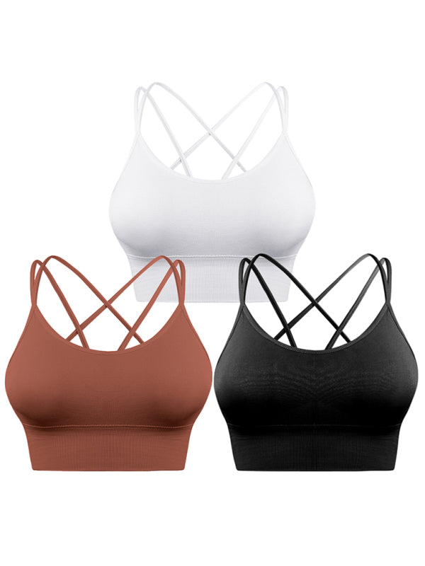 Mirla | 3-pack Dam Sport-BH Vadderad Crisscross Yoga BH Sömlös Medium Impact Fitness Activewear-Eva Jonsson