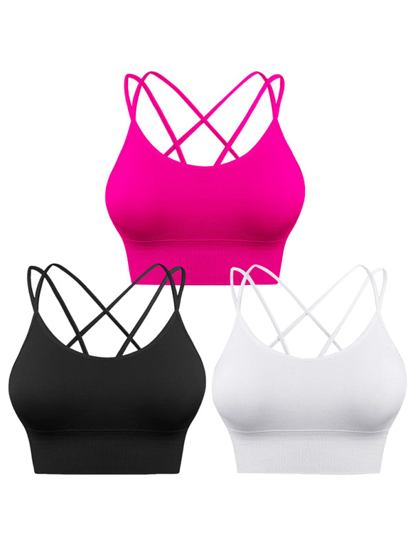 Mirla | 3-pack Dam Sport-BH Vadderad Crisscross Yoga BH Sömlös Medium Impact Fitness Activewear-Eva Jonsson