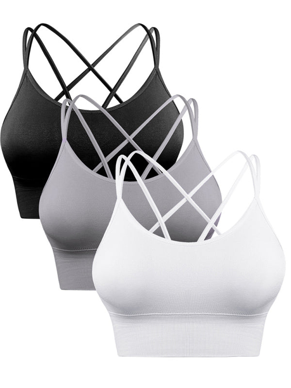 Mirla | 3-pack Dam Sport-BH Vadderad Crisscross Yoga BH Sömlös Medium Impact Fitness Activewear-Eva Jonsson