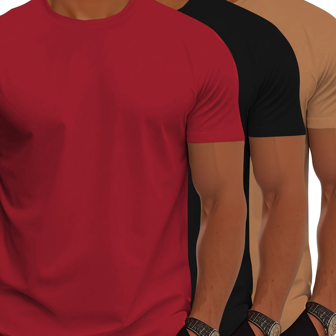Mirla | 3-pack Herr T-shirts med kort ärm, somrigt enfärgat färg-Eva Jonsson