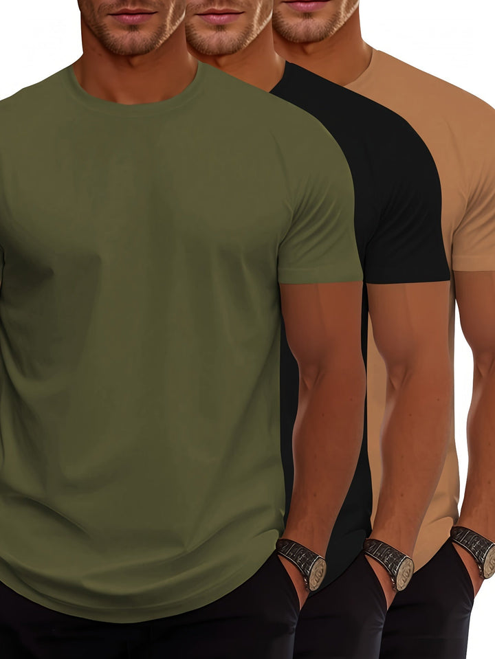 Mirla | 3-pack Herr T-shirts med kort ärm, somrigt enfärgat färg-Eva Jonsson