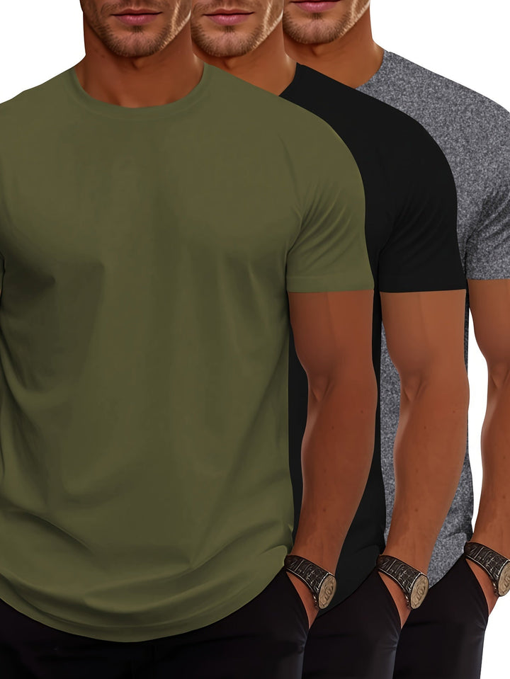 Mirla | 3-pack Herr T-shirts med kort ärm, somrigt enfärgat färg-Eva Jonsson