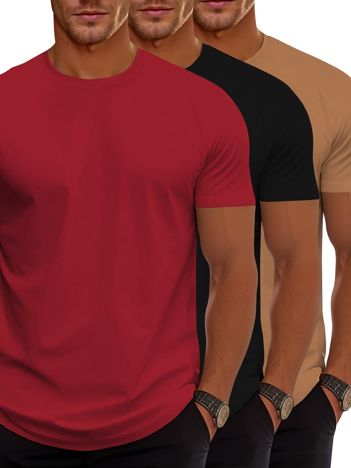 Mirla | 3-pack Herr T-shirts med kort ärm, somrigt enfärgat färg-Eva Jonsson