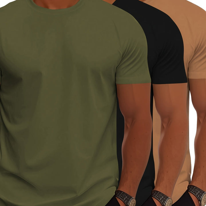 Mirla | 3-pack Herr T-shirts med kort ärm, somrigt enfärgat färg-Eva Jonsson