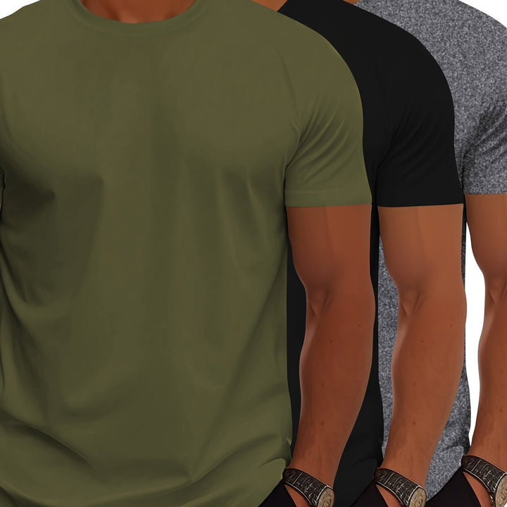 Mirla | 3-pack Herr T-shirts med kort ärm, somrigt enfärgat färg-Eva Jonsson