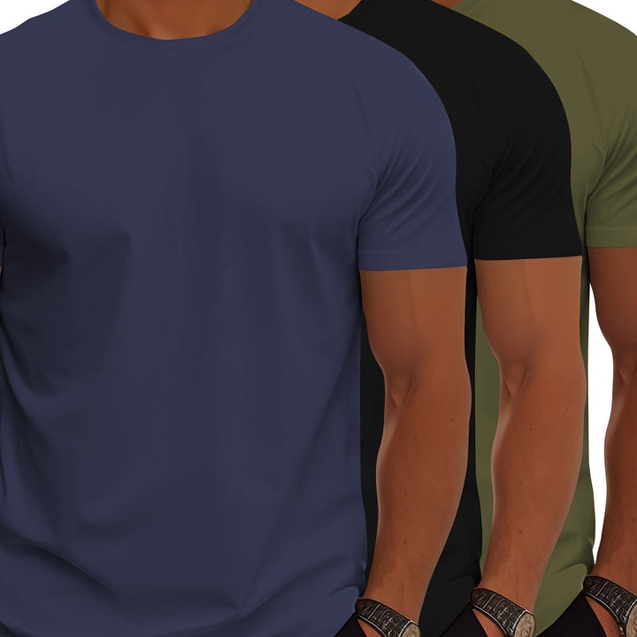 Mirla | 3-pack Herr T-shirts med kort ärm, somrigt enfärgat färg-Eva Jonsson